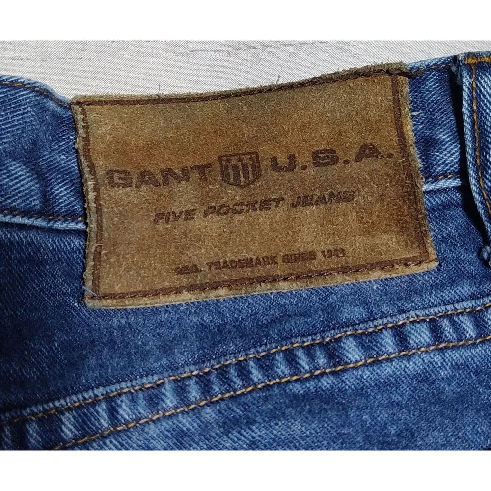 VTG GANT USA Men 38X32 (Actual 37x31)‎ Blue Denim Five Pocket Jeans